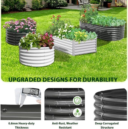 A ANLEOLIFE 12-Set 8X4X2 ft Galvanized Raised Garden Bed Kit, Oval Metal Deep