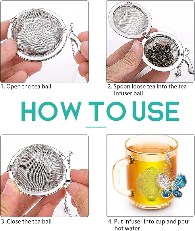 Tea Steeper for Loose Tea 2pcs NSTaygate Tea Infuser with Charm Handmade Cute Butterfly BFF Pendant, Tea Strainers for Loose Tea 304 Stainless Steel Tea Ball for Brew Tea