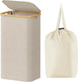 Lifewit 100L Laundry Basket with Lid, Clothes Hampers for Laundry with Bamboo Handles and A Removable Bag, Large Foldable Laundry Hamper for Bedroom, Bathroom, Dorm, Laundry Room, Beige