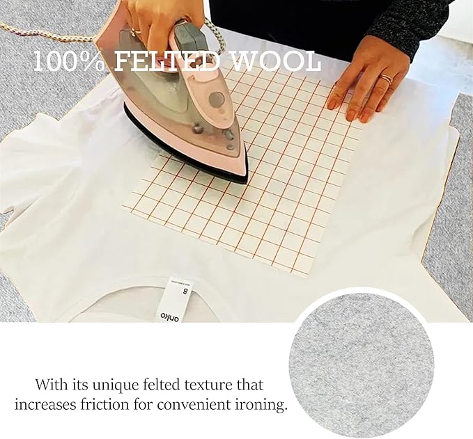Wool Pressing Mat for Quilting, 24" X 36" Portable Wool Ironing Mat 100% Felted Wool Iron Board for Quilters, Great for Quilting & Sewing Projects