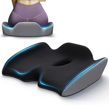 Benazcap Large Pressure Relief Seat Cushion for Tailbone Pain Office Chair Cushion for Butt, Back Pain, Coccyx & Sciatica Pain Relief Pillow. Memory Foam Seat Cushions for Office Chairs