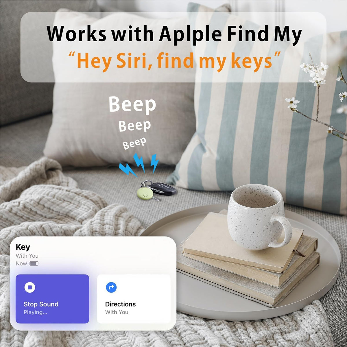 Air Tracker, Smart Bluetooth Tracker Works with Apple Find My (iOS Only), Item Finder Locator for Keys, Luggage, Backpack, IP67 Waterproof, Green