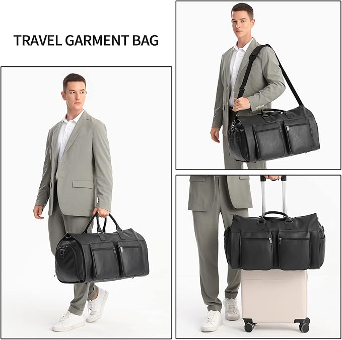 seyfocnia Convertible Travel Garment Bag,Carry on Garment Duffel Bag for Men Women - 2 in 1 Hanging Suitcase Suit Business Travel Bag