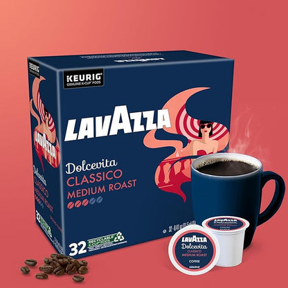 Lavazza Dolcevita Classico, Single-Serve Keurig K-Cup Pods, Medium Roast Coffee, 32-Count Box