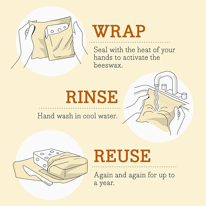 Bee's Wrap Beeswax Wraps for Food - Bread Wrap - Made in USA Reusable Bread Storage Bags - Organic & Eco-Friendly Alternative to Aluminum Foil, Sourdough Bags & Plastic Wrap, Honeycomb