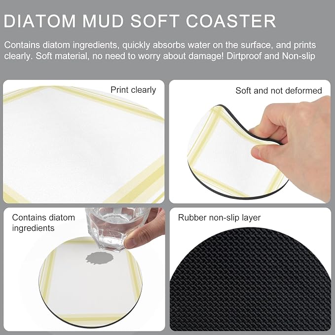 Yellow Grid Coasters Set of 4 Absorbent Coasters