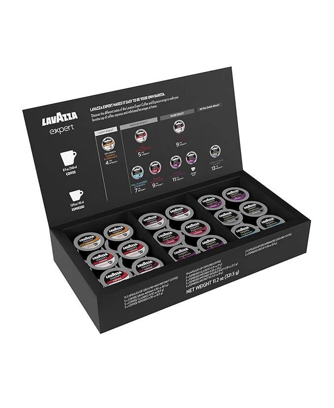 Lavazza Expert Variety Pack, Contains Light, Medium, and Dark Roast Espresso and Coffee Capsules, Compatible with Lavazza Classy Machines (36 Capsules)