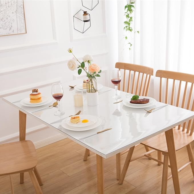 60 x 72 Inch Clear Table Cover Protector, Clear Table Protector for Dining Room Table, 1.5mm Plastic Table Cover, Waterproof Table Pad for Kitchen, Office