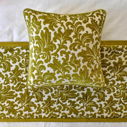 The HomeCentric King/Queen/Twin Chartreuse Decorative Twin 53"x18" Bed Runner Without Pillow Cover, Velvet, Floral Pattern Bed Scarf on Velvet Fabric - Enchanted Chartreuse