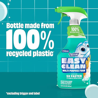 Scrubbing Bubbles Easy Clean Foaming Multipurpose Bleach-Free Bathroom Cleaner, Fast-Acting Foam Cleans Limescale, Dirt and Grime on Showers, Sinks, Toilets, Tiles, Counters, & More, 32oz Spray