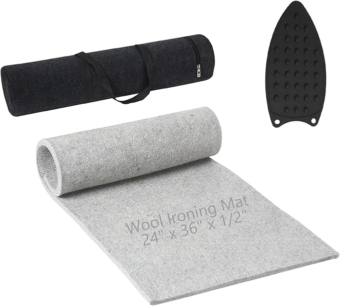 Wool Pressing Mat for Quilting, 24" X 36" Portable Wool Ironing Mat 100% Felted Wool Iron Board for Quilters, Great for Quilting & Sewing Projects