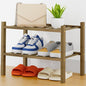 Smiry Shoe Rack, 2 Tier Thick Small Bamboo Shoe Organizer, Stackable Free Standing Wooden Shoe Storage Shelf for Closet, Entryway, Front Door Entrance, Walnut