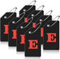8 Pcs Luggage Tags for Suitcases, 26 Initial Letter Travel Luggage Baggage Identification Labels ID Tags Fully Bendable Tags with Stainless Steel Loop (Letter E, Black)
