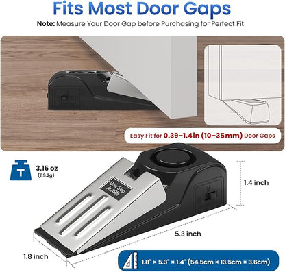 HOSOM 2 Pack Door Stop Alarm for Home & Travel Safety, 120dB Loud Siren Door Stoppers Security Device, Portable Anti-Slip Door Stop Wedge for Apartment, Hotel, Great for Travelers