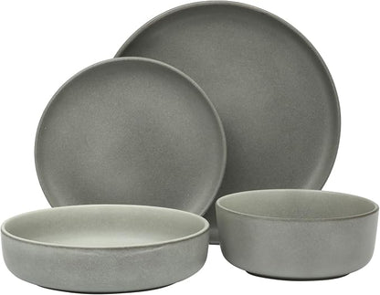 Gibson Elite Pasco 16 Piece Plates and Bowls Double Bowl Reactive Glaze Dishes