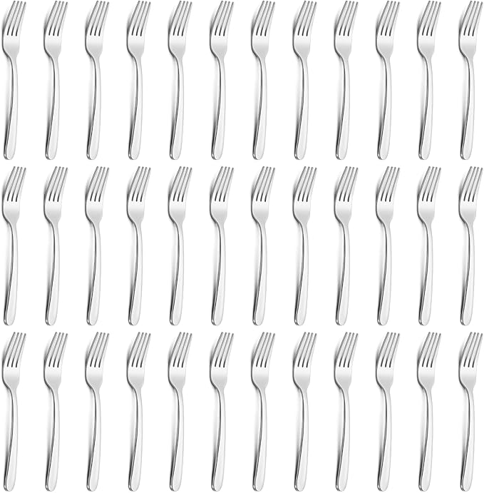Pleafind 36-Pcs Salad Forks Set (7.1 inch), Stainless Steel Flatware Forks Silverware, Mirror Polished Dessert Forks Bulk Set, Small Metal Forks for Home, Kitchen, Restaurant, Dishwasher Safe