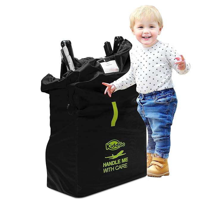 Travel Stroller Bag for Airplane, Black and Green, 47" H x 24" W x 15" D, Fits Most Large, Single, Double, Jogging Strollers,Waterproof, Heavy-Duty Protection, Easy-to-Carry Design