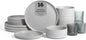 Stone Lain Haven Stoneware 16-Piece Dinnerware Set, Plates and Bowls Sets for 4, Grey Dish Set, Includes Dinner and Salad Plates, Cereal Bowls, Glassware, Microwave & Dishwasher Safe