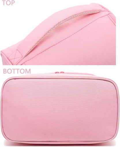 FlowFly Double Decker Cooler Insulated Lunch Bag Large Tote for Boys, Girls, Men, Women, With Adjustable Strap,Pink