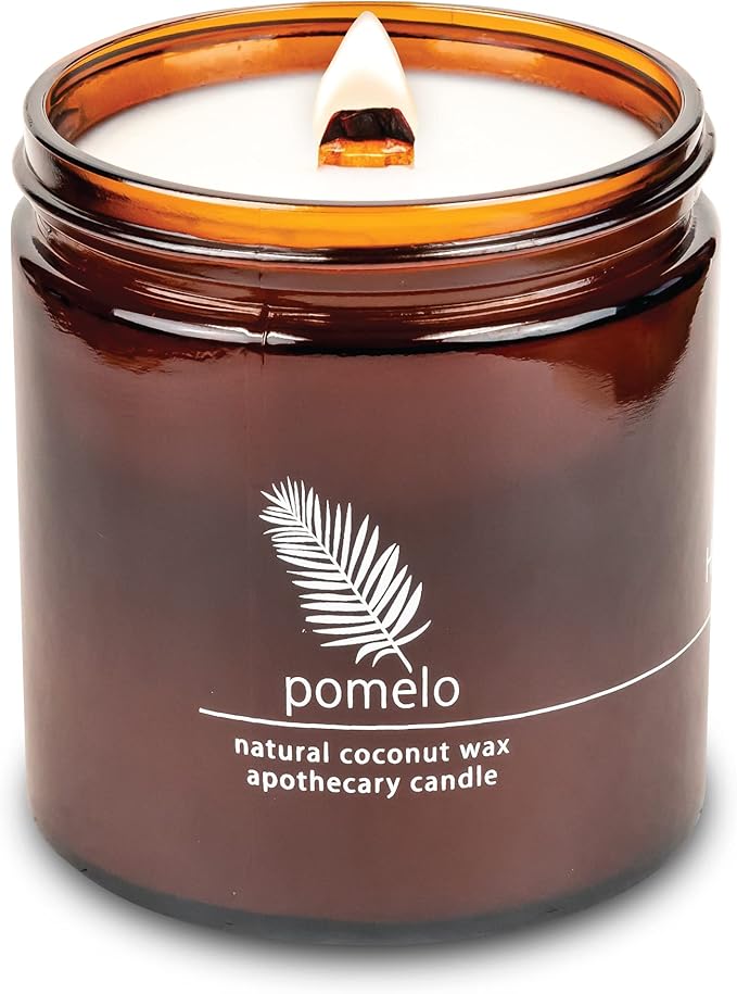 Hemlock Park Crackling Wood Wick Candle Handcrafted with Natural Coconut Wax (Large 16 oz, Pomelo Citrus)