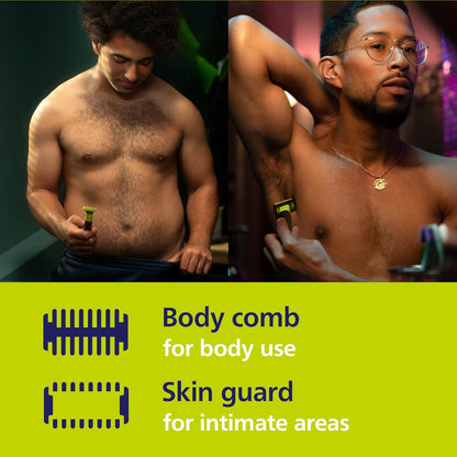 Philips Norelco OneBlade 360 with Connectivity Face & Body Hybrid Electric Trimmer & Shaver, QP4631/90 + Philips Norelco Genuine OneBlade 360 Blade Replacement Blades, 2 Count, QP420/80