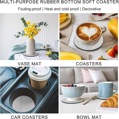 Gray Thin Lines Coasters Set of 2, Absorbent Coasters
