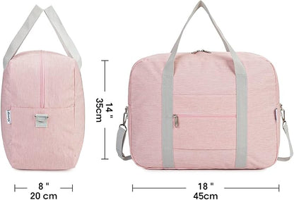 For Spirit Airlines Personal Item Bag 18x14x8 Foldable Travel Duffel Bag Tote Duffle Carry on Luggage for Women and Men 30L (Pink (With Shoulder Strap))