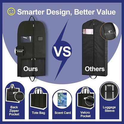 Heavy Duty Clothing Storage Garment Bag, Large Zippered Garment Bags for Hanging Clothes, Breathable Travel Garment Bags for Long Dresses and Suits, Hanging Garment Bags for Closet Storage 43 inches