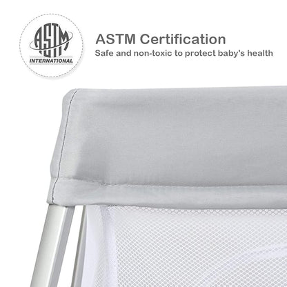 BABY JOY 2 in 1 Travel Crib with Side Zipper, Portable Baby Playard with Soft Washable Mattress, Installation-Free Home Playard with Carry Bag for Airplane, Lightweight Playpen for Infants &Toddlers