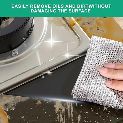 10Pcs Multipurpose Wire Dishwashing Rag, Reusable Non-Scratch Wire Dishcloth, Metal Dish Cloth Wet and Dry for Kitchen Cleaning, Sinks, Dishes, Stove Top, Dimensions(7.87X7.87)