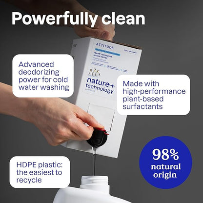 ATTITUDE Liquid Laundry Detergent, EWG Verified, HE Compatible, Plant-Based & Vegan, Natural Laundry Soap, Lavender Scent, 40 Loads, 67.6 Fl Oz