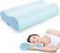 Anvo Memory Foam Pillow, Neck Contour Cervical Orthopedic Bed Pillow for Sleeping Side Back Stomach Sleeper, Ergonomic Design for Neck and Shoulder Pain Relief, Blue White, Firm