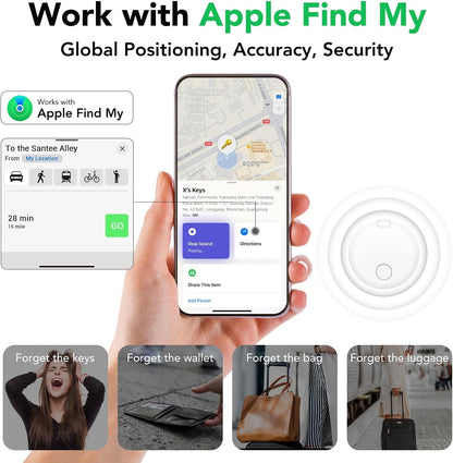 Air Tracker Tags-4 Pack: Smart Bluetooth Tracker, Item Finder Works with Apple Find My (iOS Only) App, Trakcer Tag Locator for Keys, Luggage, Satchel, Backpack etc. (Not for Android Devices)