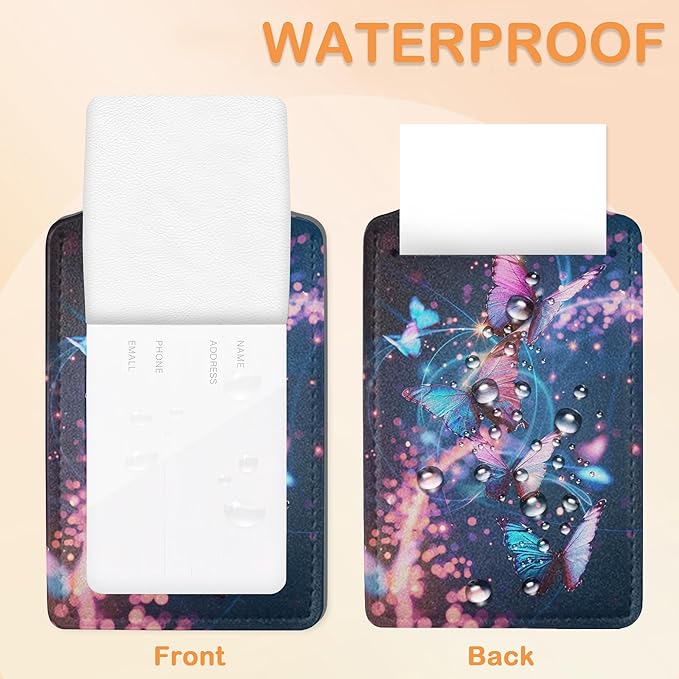 Dream Starlight Butterfly 3 Pack Luggage Tags for Suitcases, Colorful Butterfly PU Leather Luggage Tag for Travel, Bag Tags with Privacy Name ID Card and Steel Loop for Women Men