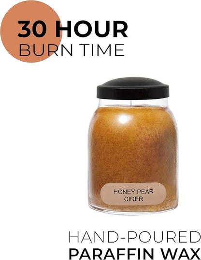 A Cheerful Giver - Honey Pear Cider Baby Scented Glass Jar Candle (6oz) with Lid & True to Life Fragrance Made in USA