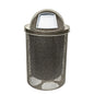 COATEDOUTDOORFURNITURE 32-Gallon Heavy-Duty Punched Steel Round Trash Receptacle, Commercial Outdoor Waste Bin with Liner & Black Dome Lid – Made in America (Textured Gold Vein)