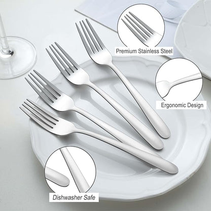 Pleafind 24-Pcs Dinner Forks, 7.1 Inch Forks Silverware, Silverware Forks, Stainless Steel Forks, Mirror Polished Forks Silverware Set, Forks Use for Home, Kitchen or Restaurant, Dishwasher Safe