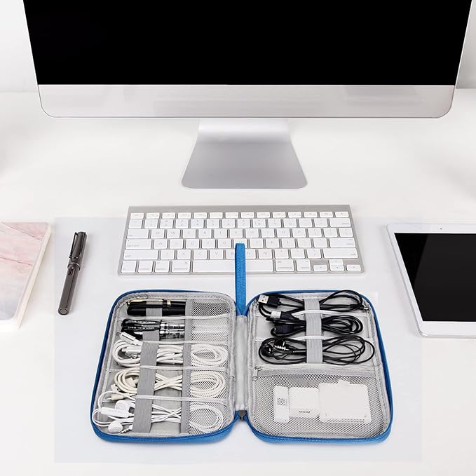 SELLYFELLY Travel Electronics Organizer Portable Cable Organizer Bag for Storage Electronic Accessories Case for Cord,Phone,Charger,Flash Drive (Sky Blue)