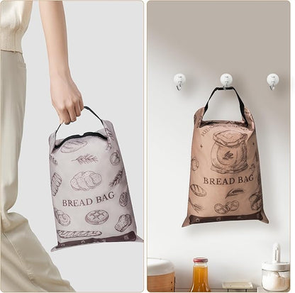 NiHome 2PCS Reusable Bread Storage Zipper Bags for Homemade Bread, 17"x12" Large Capacity Bags, Freezer Storage Zipper Bag, Double-Layer Protection with Waterproof & Oil-Resistant Lining
