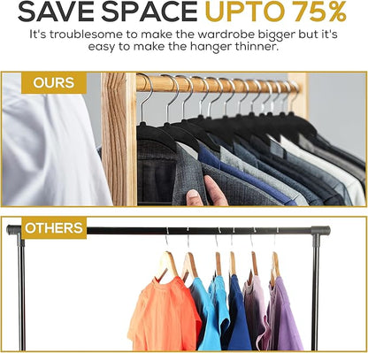 Premium Black Velvet Hangers 30 Pack – Space Saving Felt Hanger, Non Slip Clothes Hangers for Closet, Heavy Duty Hanger for Coats, Shirts & Pants, 360° Swivel Hook, Hold Up to 10lbs