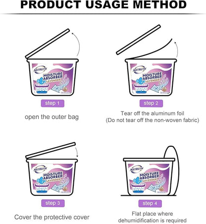 NATRUTH Moisture Absorbers with Lavender Scent,9-Pack Portable Closet Dehumidifier, Odor Eliminator Absorber Bucket, Unscented Humidity Absorber,Cleaner Air Dehumidifier for Closet,Bathrooms