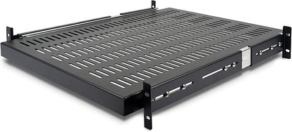 StarTech.com 2U Sliding Server Rack Mount Shelf - 20 to 30in Adjustable Mounting Depth - Vented - 50lb - Heavy Duty Universal 19” Rack Shelf for Equipment Rack - 24in Deep (UNISLDSHF19)