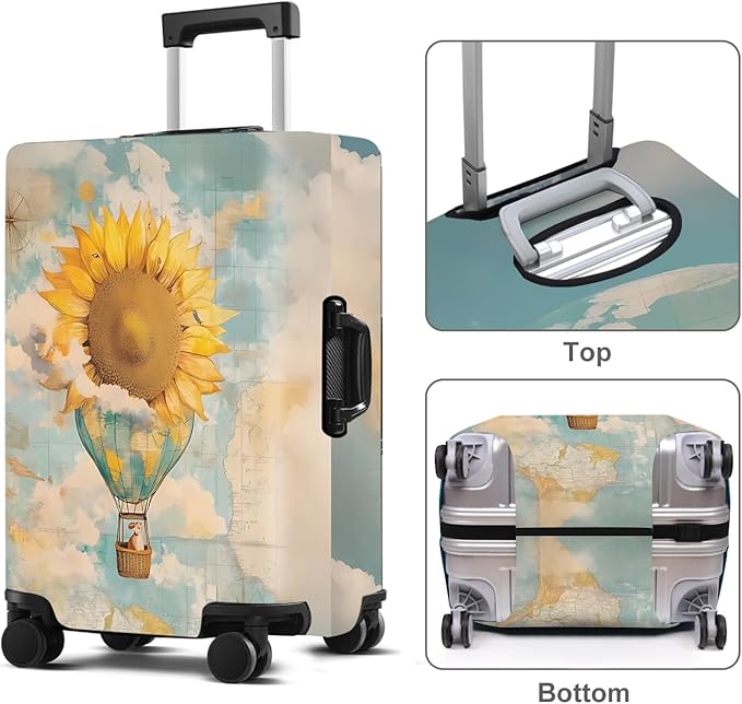 Sunflower Luggage Cover Washable Suitcase Protector Anti-Scratch,Stretchable Fit for 20-34Inch Luggage Durable Travel Bag Cover with Zipper Closure (M(24-26inch suitcase))