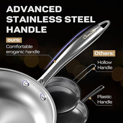 Tri-Ply Stainless Steel Pots and Pans Set 11-PC, 18/10 Stainless Steel Induction Cookware Set with Steamer Insert, Kitchen Cookware Sets with Stay Cool Ergonomic Handles, Dishwasher, Oven Safe