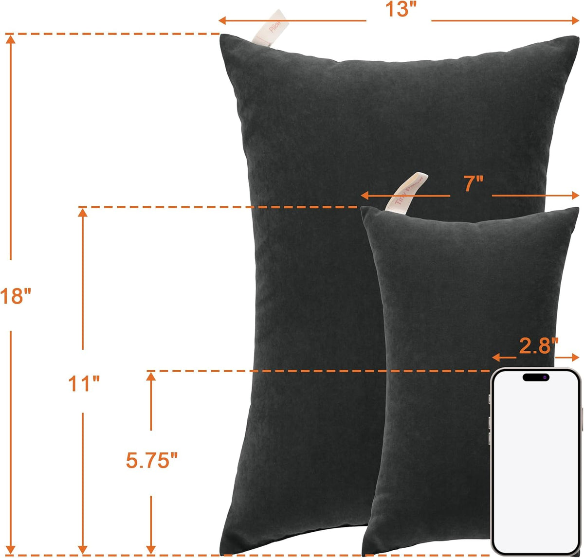 NTBAY Tiny Pillows, Down Alternative 7"x11" Microfiber Mini Pillow for Travel, Pets, Soft Machine Washable Small Pillows for Neck, Wrist, Lumbar and Knee, Black