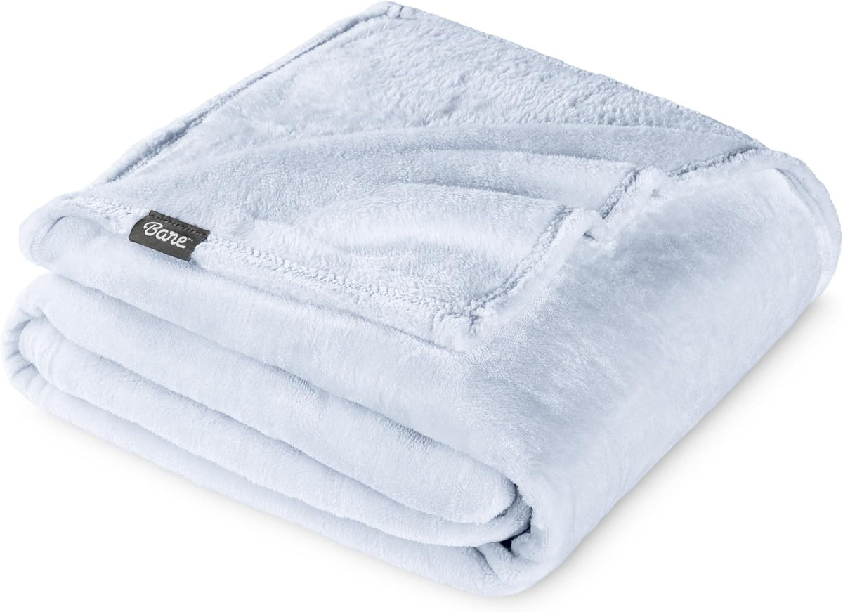 Bare Home Fleece Blanket - Full/Queen - Ultra-Soft Lightweight for Bed, Sofa, and Couch - Luxury Microplush - Cozy Warm Blanket (Full/Queen, Blue Mist)