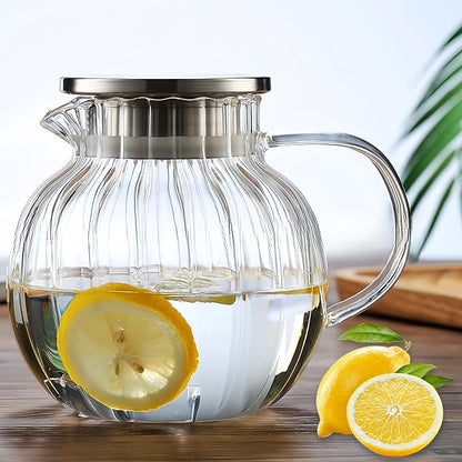 Glass Teapot Stovetop & Microwave Safe, Borosilicate Glass Tea Kettle with Strainer Lid, 44oz/1300ml Glass Teapot for Loose Leaf and Fruit Tea and Fragrant Tea and Blooming Tea (Clear)