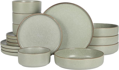 Gibson Elite Gelston Stoneware Matte Reactive Glaze 16 Piece Plates and Bowl