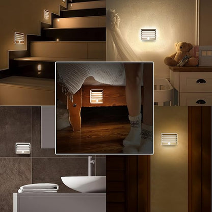 EverBrite Motion Sensor Night Lights, LED Soft Warm Light, Battery Powered Auto Stick-On Night Light for Bedroom, Bathroom, Stair, Closet, 9 AA Batteries Included(3 Pack)