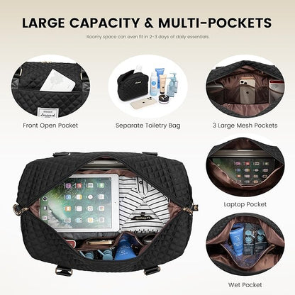 LOVEVOOK Travel Duffle Bag,Weekender Bags for Women with Shoe Compartment，Carry on Overnight Bag with Toiletry Bag,Gym Duffel Bag with Wet Pocket, Hospital Bags for Labor and Delivery